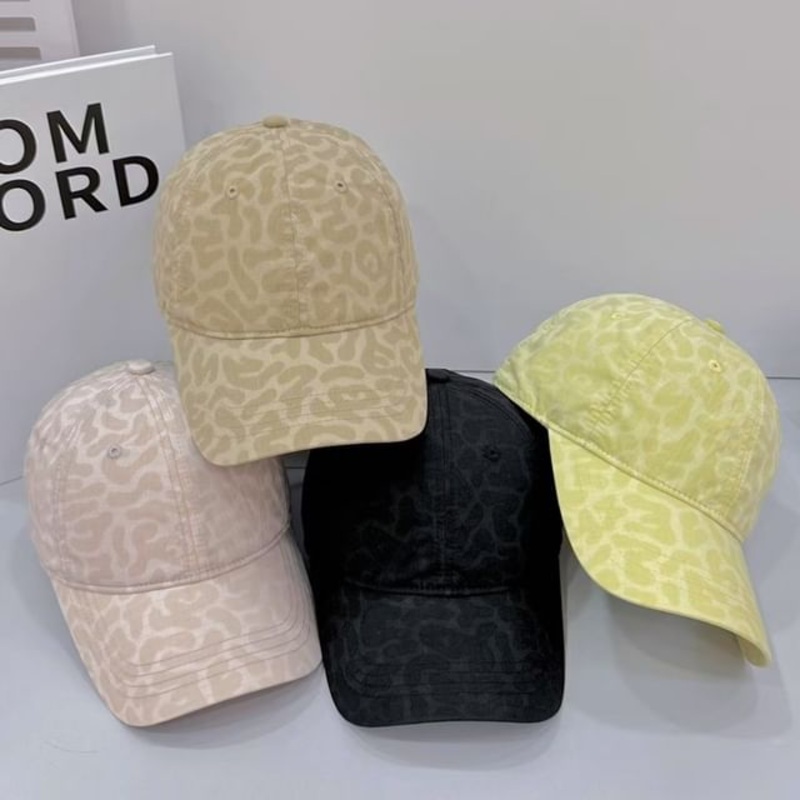 Baseball Cap Leopard Print|Black|Khaki|Light Pink|Yellow|M