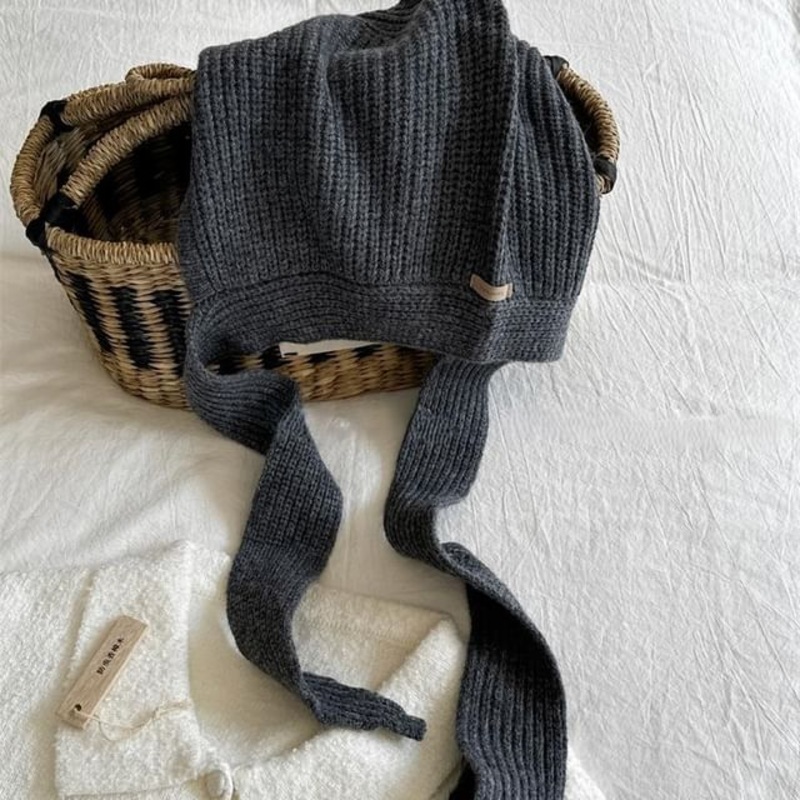 Bonnet Hat Knit Plain|Black|Coffee|Dark Gray|Oatmeal|Red|One Size