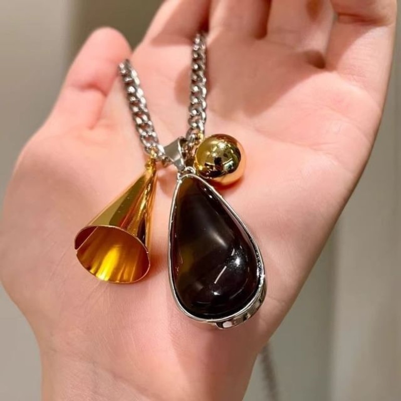Chain Necklace Resin Cuban Pendant Droplet