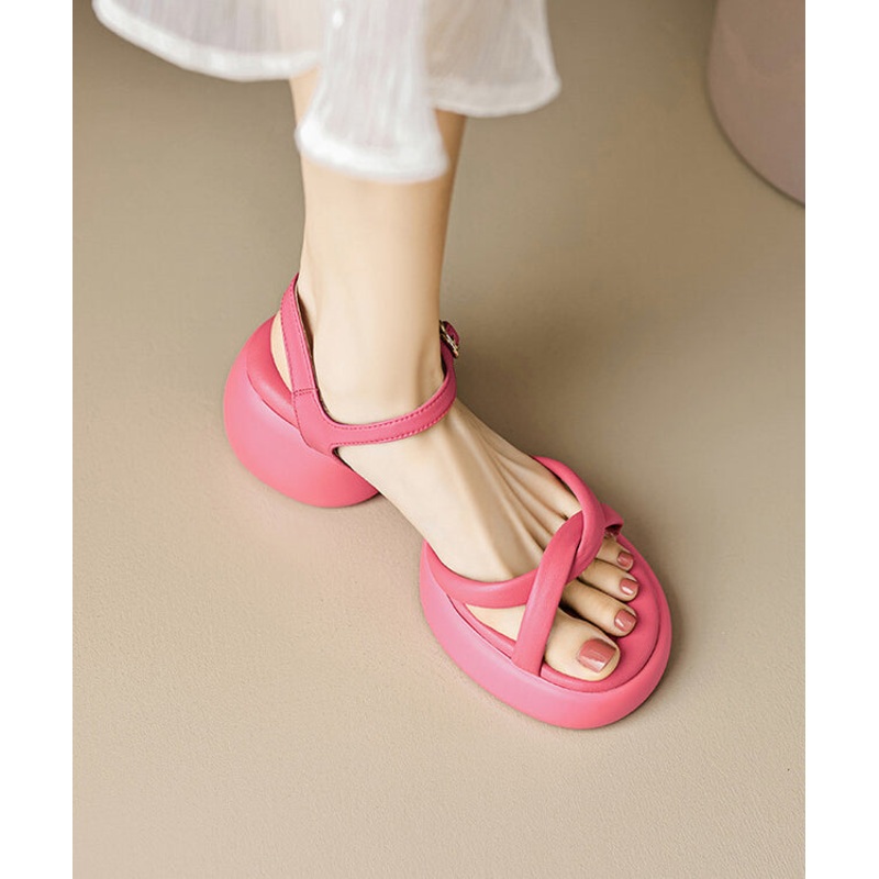 Chunky Toe Stylish Peep Rose Sandals Splicing