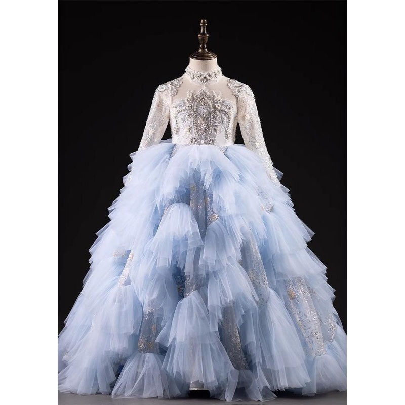 Tulle Boutique Kids Light Nail Blue Dresses Bead Spring Maxi
