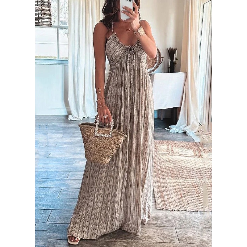 Cotton Up Lace Dress Strap Ruffled Sexy Light Spaghetti Grey
