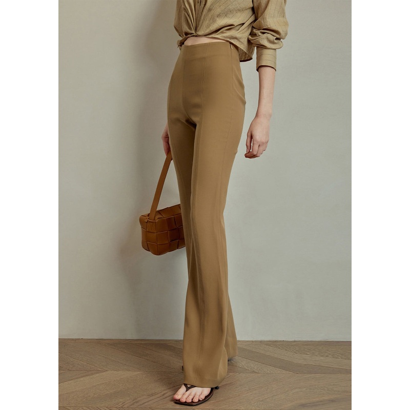 Fit Pants Waist Spandex Khaki Summer Slim High Solid