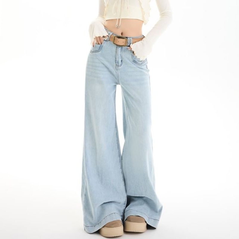 Leg Designs) (Various Washed Rise Wide High Jeans