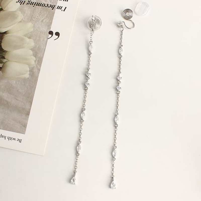 Threader Rhinestone Alloy Earring
