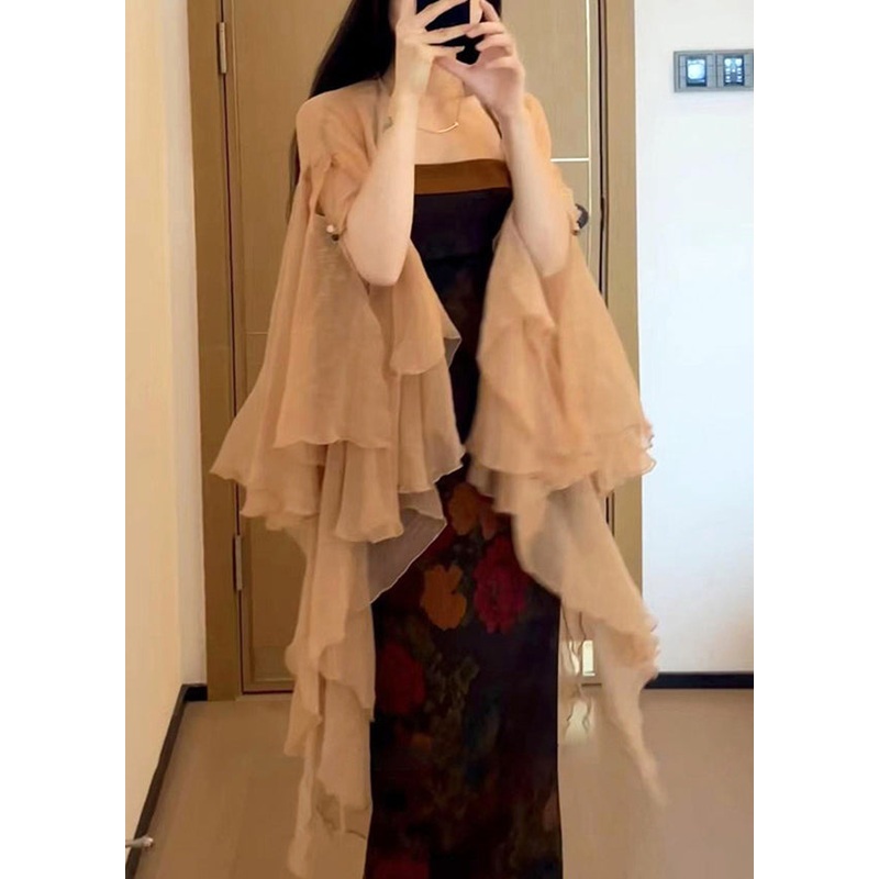 Butterfly Chiffon Cardigans New Solid Thin Khaki Sleeve