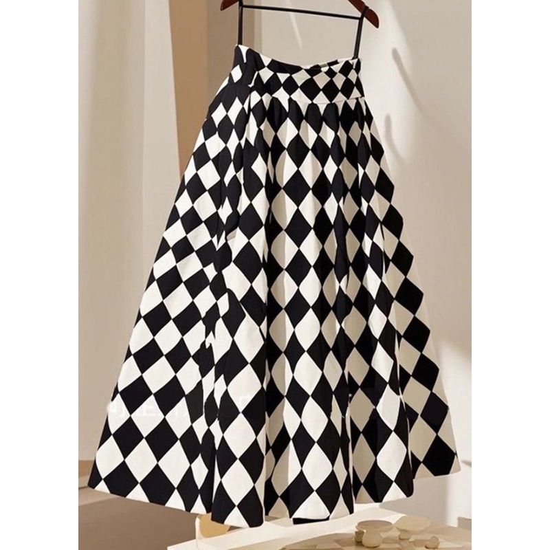 Line High Summer Waist French Plaid Cotton A skirts