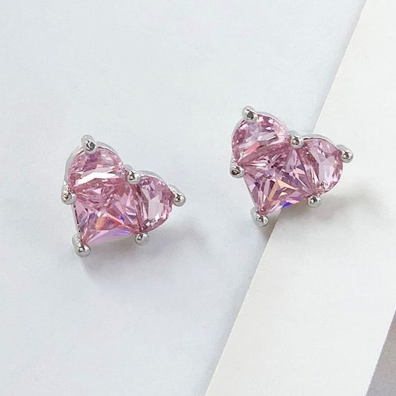/ Rhinestone Stud Clip-On Heart Earring