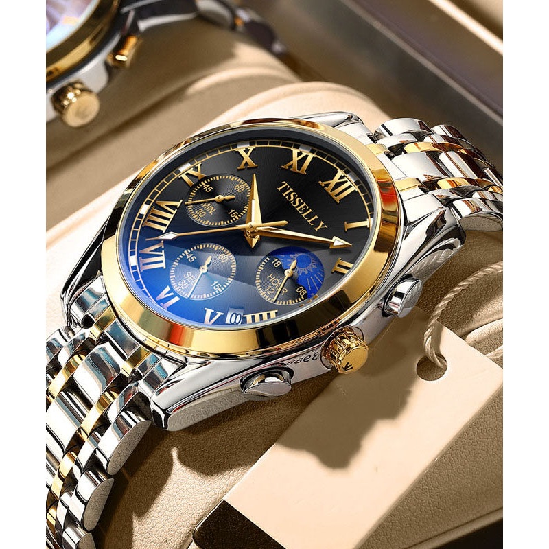 Alloy Steel Stainless Black Waterproof Glass Fine Blue Reinforced