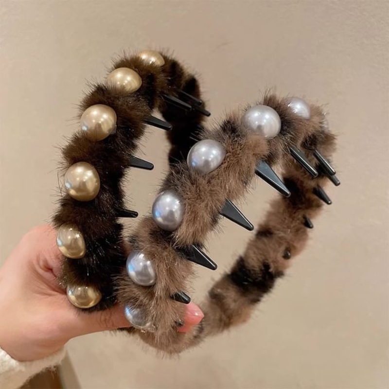 Faux Headband Fluffy Pearl|Coffee|Dark Coffee|One Size