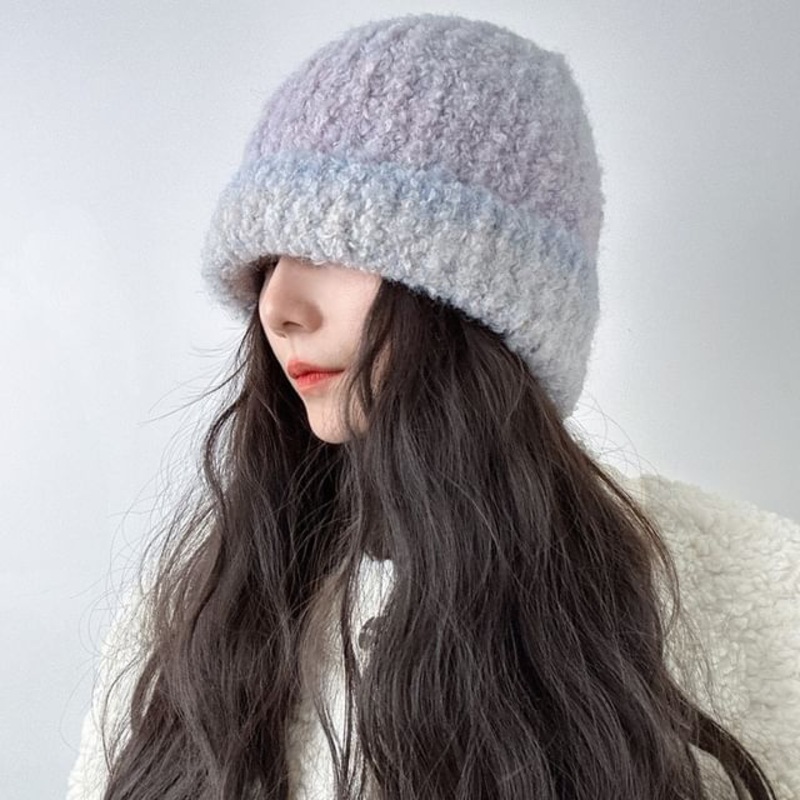 Gradient Beanie Cuffed|Blue|Gray|Light Gray & Light Purple|Purple|M