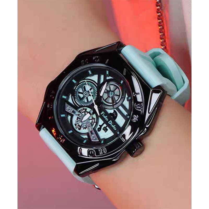 Green Hollow Light Quartz Rubber Silicone Movement Fashion Out