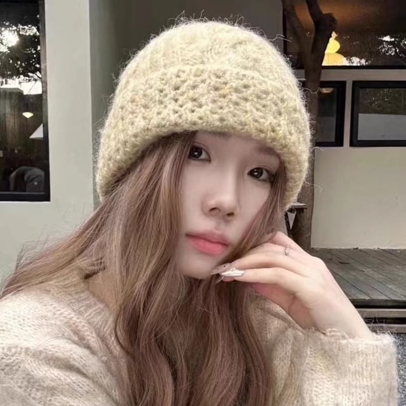 Knit Plain Cable Beanie|Beige|Dark Gray|Dark Green|Khaki|Light Gray|Light Yellow|Oatmeal|Pea Green|Tangerine Red|One Size
