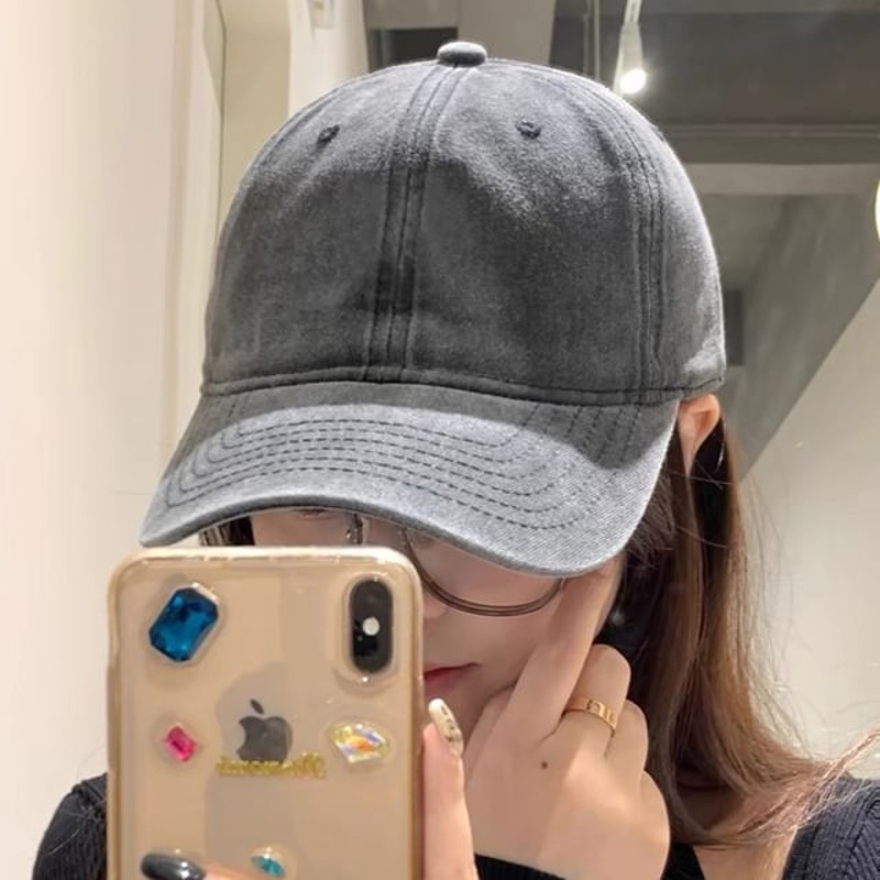 Baseball Denim Cap Washed|Blackish Gray|Green|Maroon|S|L