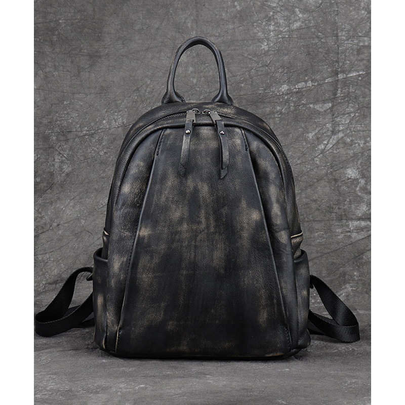 Large New Backpack Capacity Leather Versatile Black Calf Bag