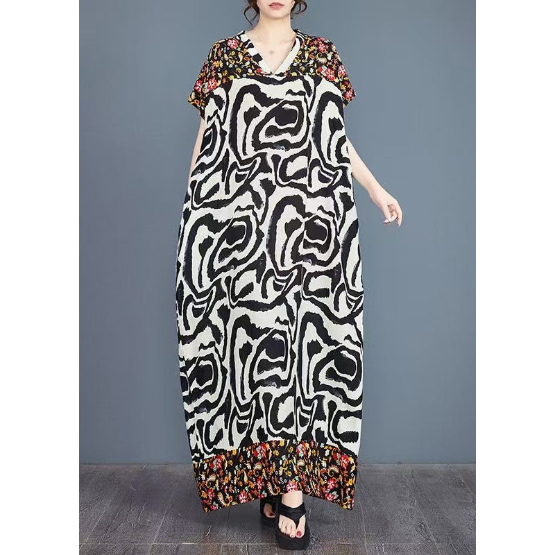 Vacation Dresses Print Cotton Patchwork Oversized Italian Summer