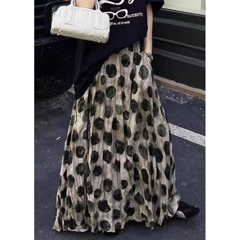Skirt Summer Cotton Loose Apricot Dot Pockets