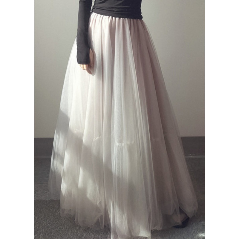 Skirts White Waist Patchwork Line Elastic Tulle Italian A