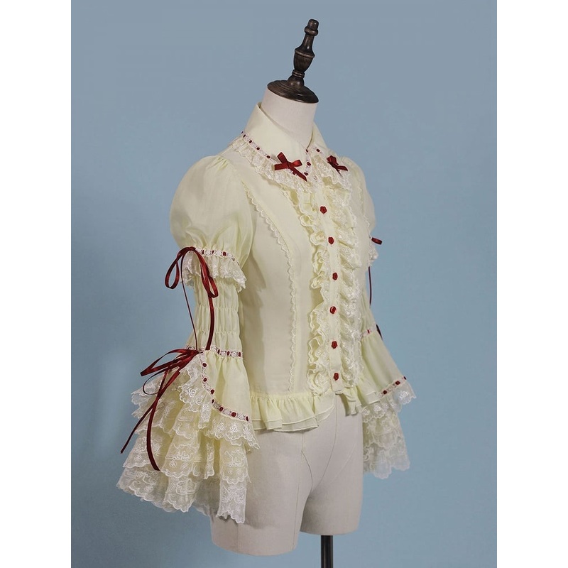 Yellow Short Puff Blouse Sleeves
