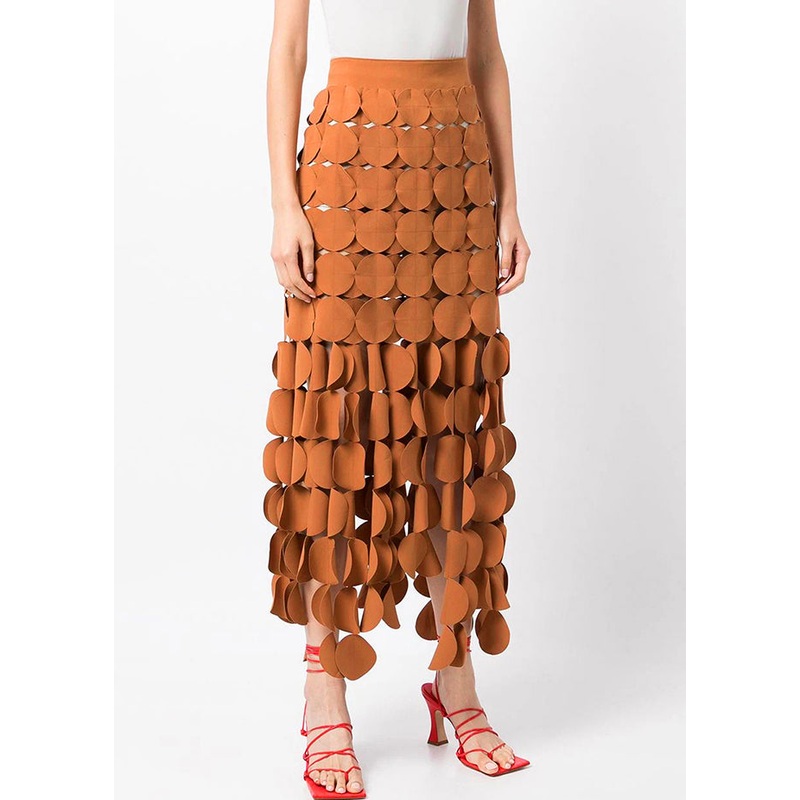 Zip Original Up Out Orange Design Hollow Skirts Summer