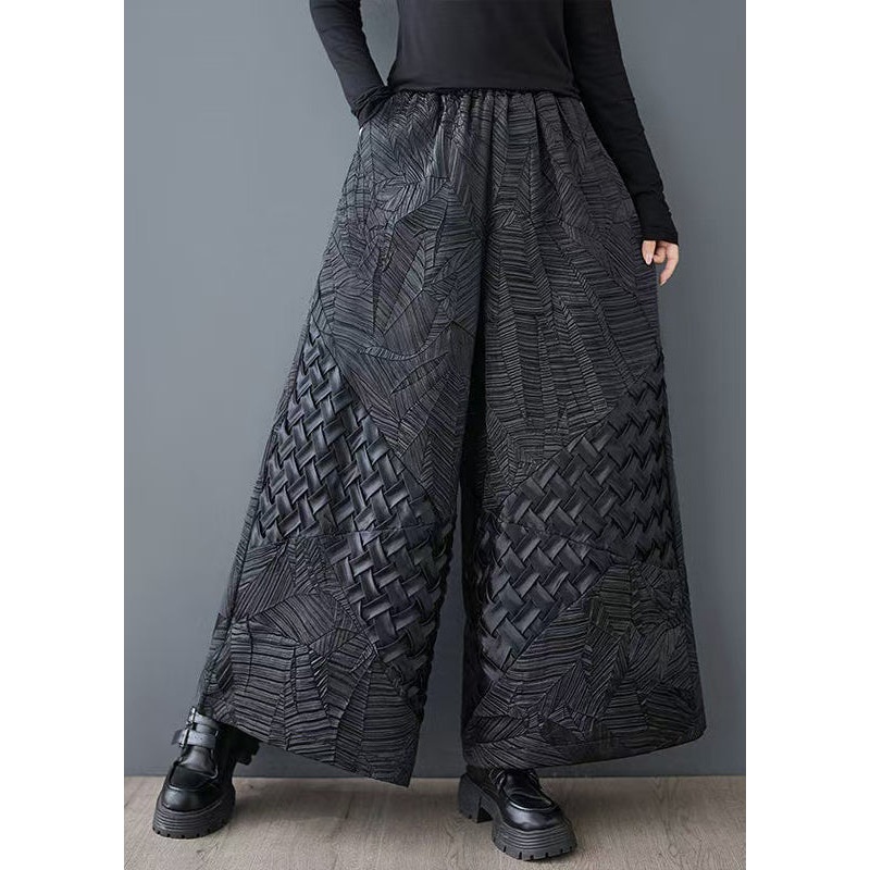 Design Black Oversized Original Wide Leg Pants Summer Jacquard