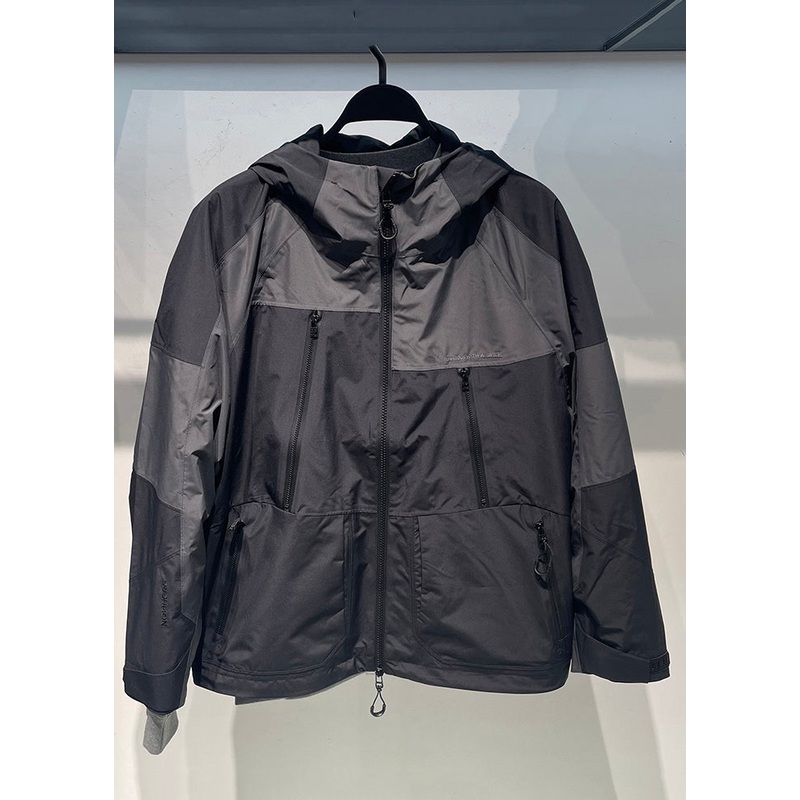 Black Patchwork Mens Hooded Coat Spring Loose Zippered Cotton