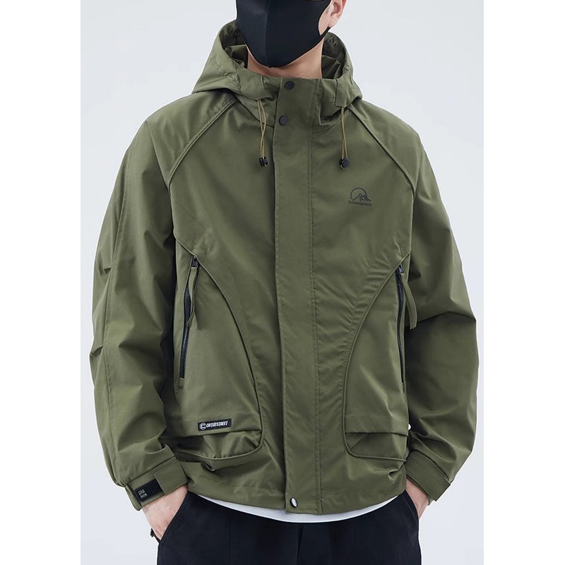 Green Spring Coat Cotton Men New Army Zippered Hooded
