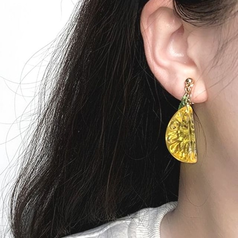 / Lemon Clip-On Earring Drop|1 Pair – Clip On Earrings – Cushion Pad Back – Green & Yellow & Gold|1 Pair – Clip On Earrings – Mosquito Coil Back – Gold & White|1 Pair – Clip On Earrings – Screw Back – Green & Yellow & Gold|1 Pair – Ear Studs – Red & Gray