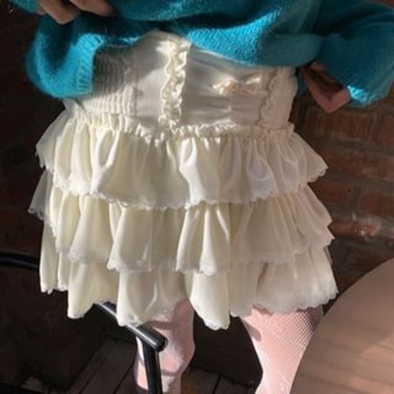 Plain Ruffle High Skirt Tiered Mini Rise A-Line