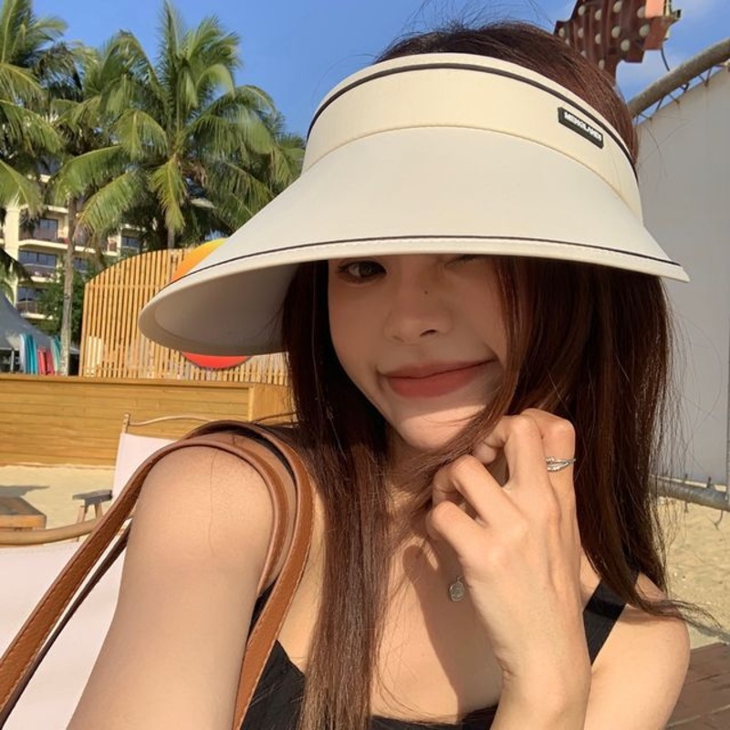 Sun Contrast Hat Trim|Beige|Black|One Size
