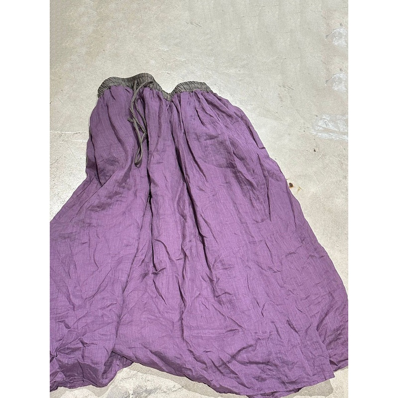 Vinage Summer Loose Women Ramie Skirt Colorblock