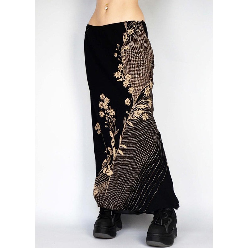 Art Skirts Black Spring Low Print Waist Holiday