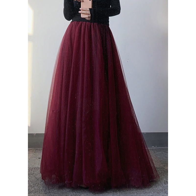 Waist Elastic Tulle Maxi Modern Skirt Mulberry