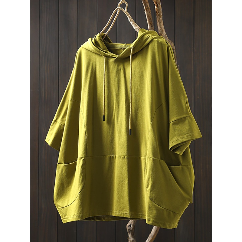 100%Cotton Pure Women Casual Summer Shirt Color Hooded