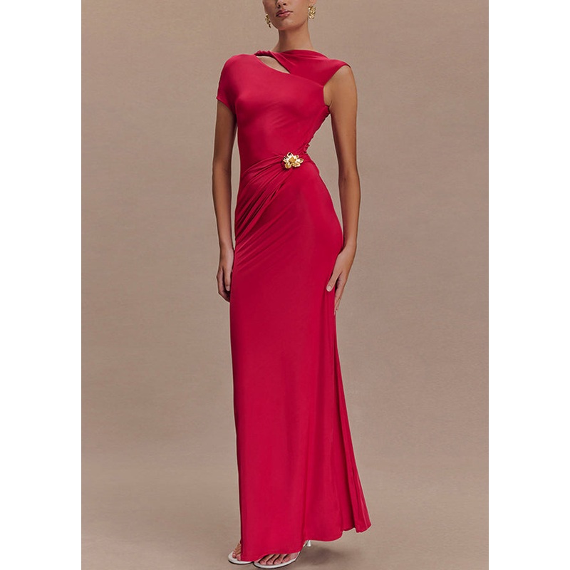 Backless Rose Summer Fit Cotton Maxi Original Design Dresses Slim