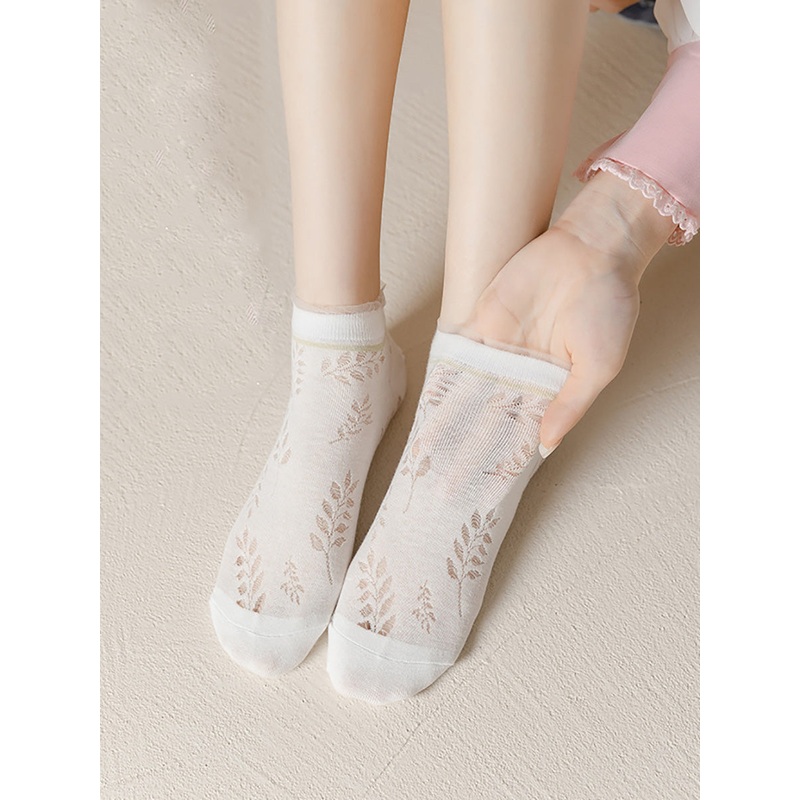 Pairs Leaf Cotton 5 Socks Summer Women