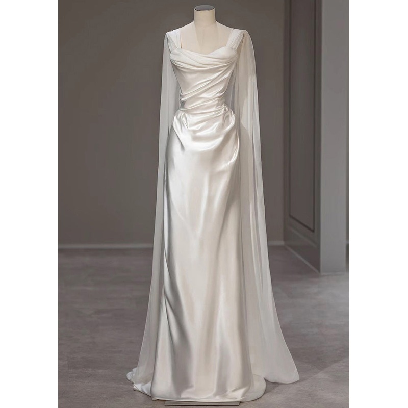 Solid Dress Party Silk Summer White Wrinkled Italian