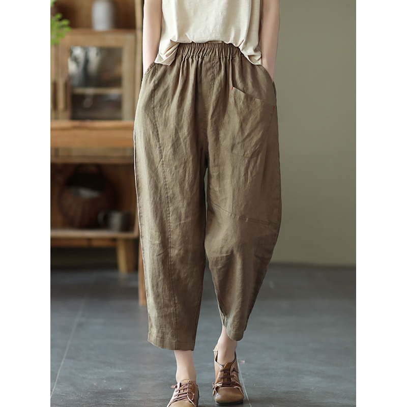 Women Harem Linen Summer Pants Color Pure
