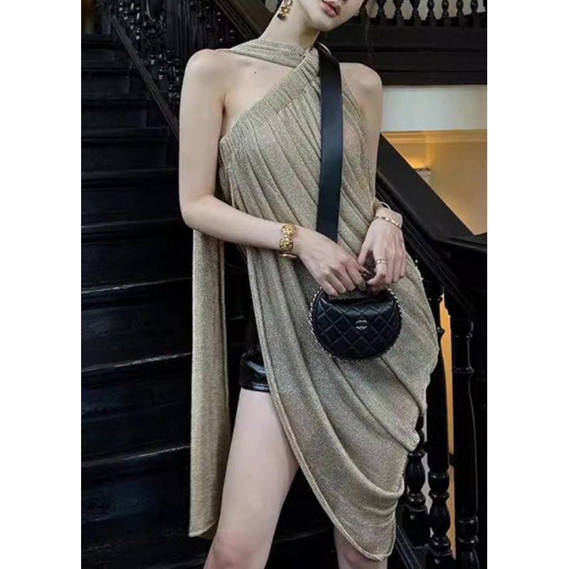 Wrinkled Tank Asymmetrical Open Side New Top Sleeveless