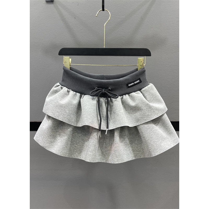 Waist Skirts Grey Natural A Drawstring Line Elastic