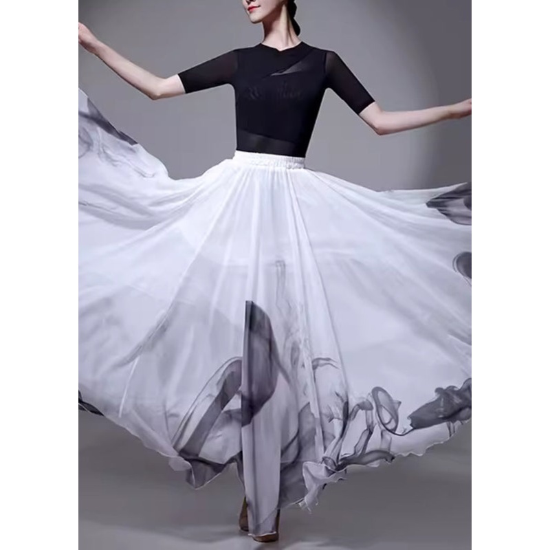 White Elastic Silk Summer Chinese Skirt Waist Style
