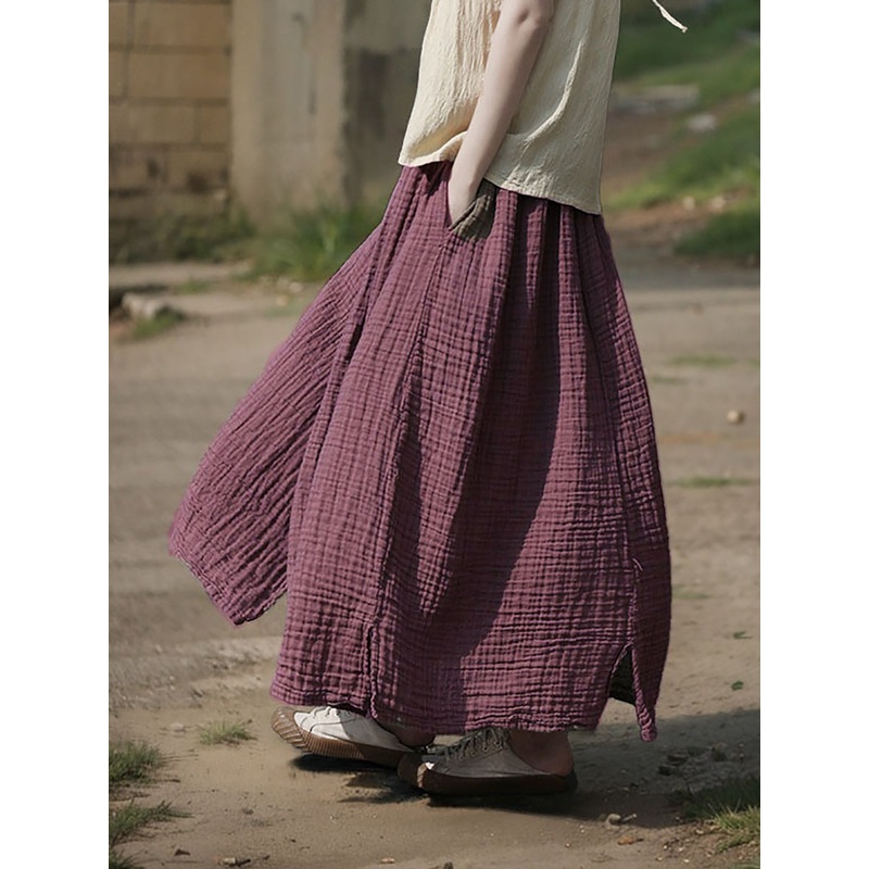 100%Cotton Color Skirt Pure Women Retro Summer