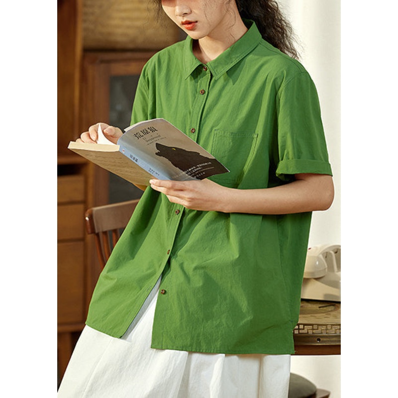 Tea Oversized Top Cotton Summer Green Casual