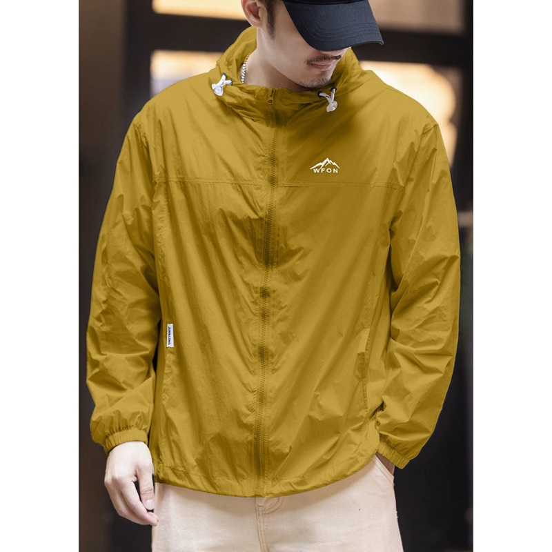 Thin UPF Mens Size Hooded Yellow 50+ Coat Silk Pockets Ice Plus
