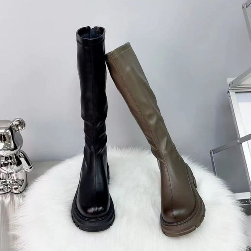 Platform Knee Boots High|Black|Brown|35|36|37|38|39|40