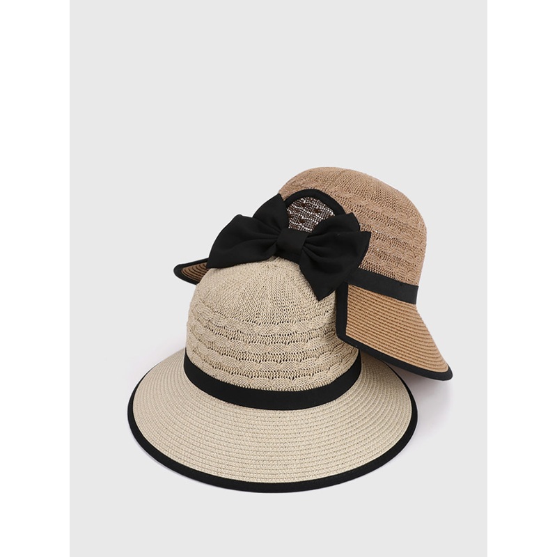 Women Bowknot Sunproof Weave Straw Hat Summer