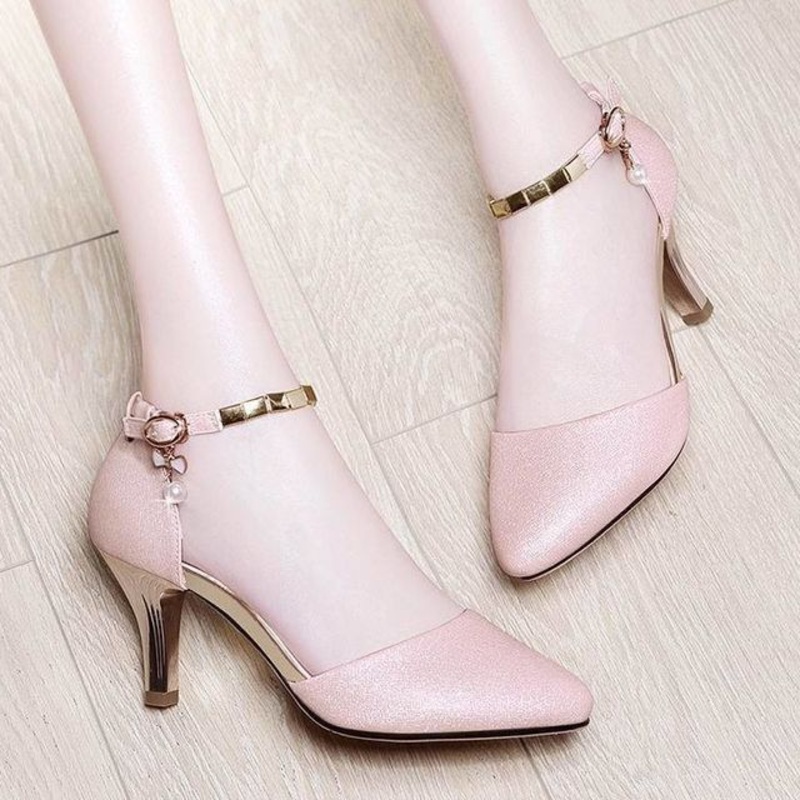 Ankle Strap High Sandals Heel|Pink|White|35|36|37|38|39|40