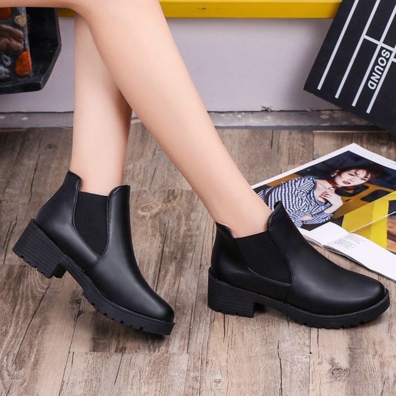 Boots Faux Ankle Leather|Black|35|36|37|38|39|40