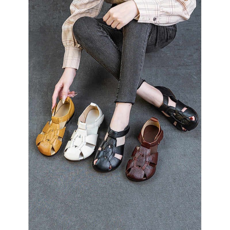 Summer Leather Spliced Sandals Women Soft