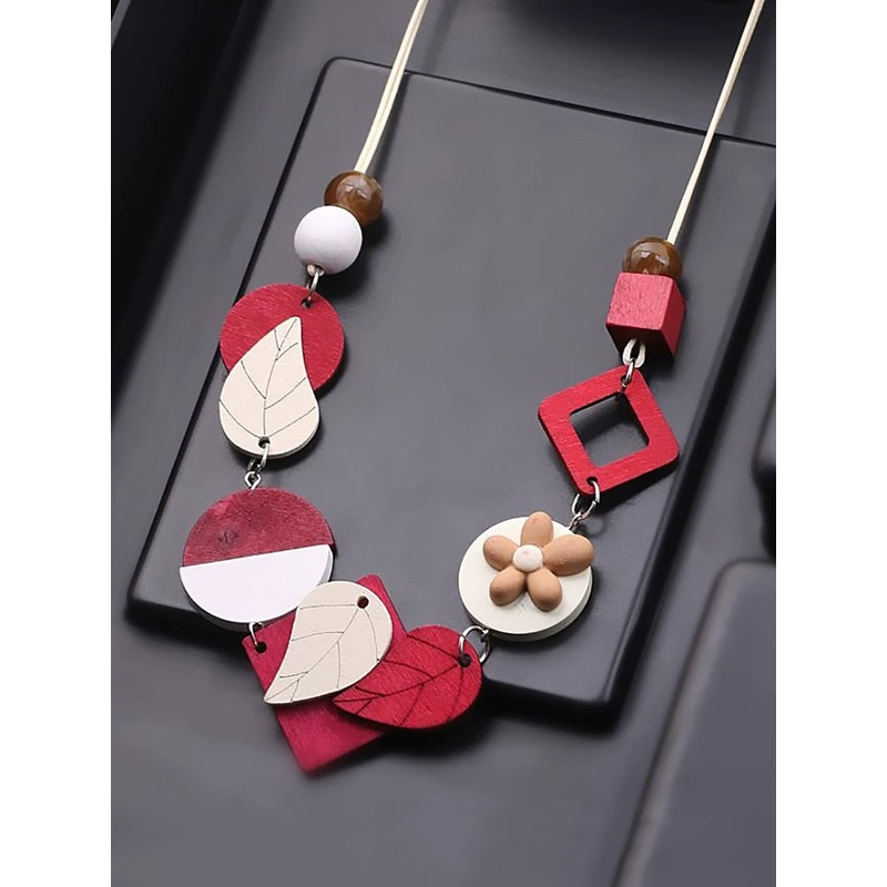 Wooden Necklace Weave Women Fashion Geometric